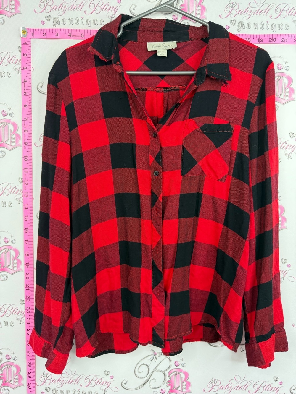 Charlie Paige Red & Black Plaid Button-Up Shirt